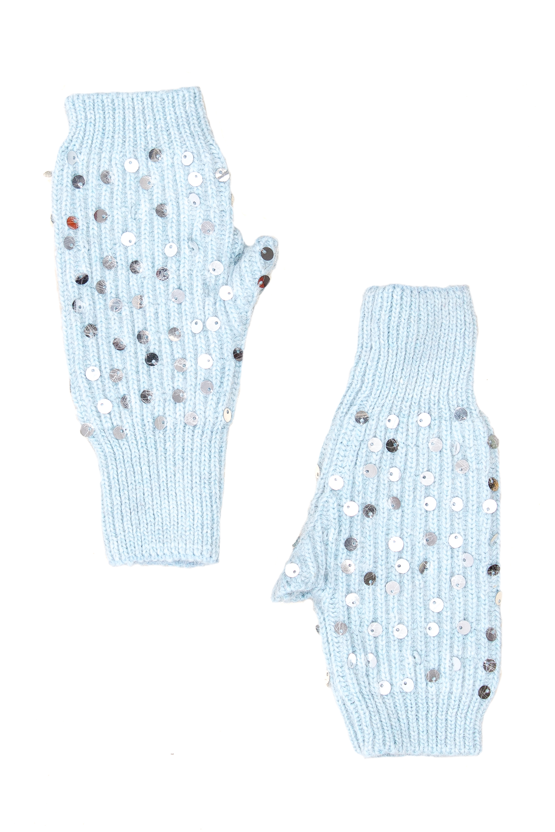 MANICOTTI MAGLIA CON PAILLETTES, TG.UNICA - BLUE
